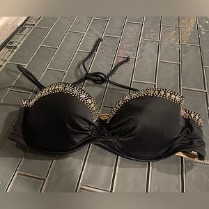 Vintage Victoria’s Secret Swim Bandeau. Black/Gold 34B